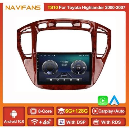 2 din 6+128G GPS DVD Player for Toyota Highlander Kluger 2000-2007 Android 10.0 Car Radio Multimedia Navigation Stereo Head unit
