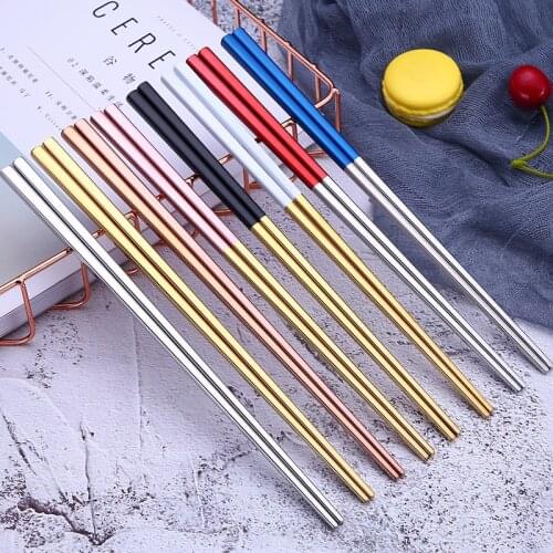 2Pair Luxury Metal Baguette Sticks Sushi Tableware Chinese Korean Chopsticks Home 304stainless Steel Chopsticks Japan Dinnerware