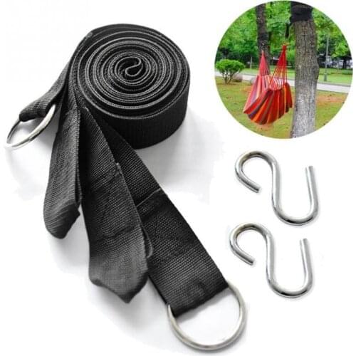 2PCS Camping Strong Strap Belt Hammock Tree Straps Hanging Straps Rope with 2 Hooks