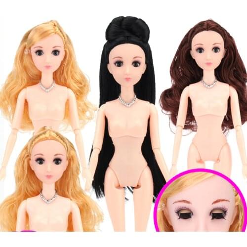 4D Eyes Naked Girls Dolls Toys Blond Black Hair Fashion 30cm High Princess Dolls Baby Cute Toys For Kids
