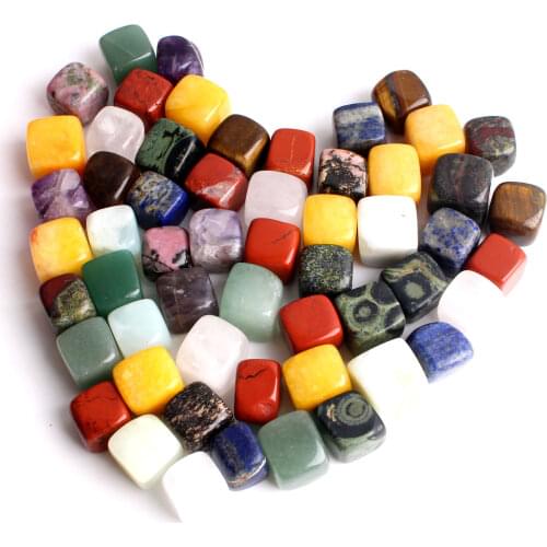 500g/1000g Colorful Natural Crystal Tumbled Stone Gravel Square Shaped Gemstone Mineral Specimen Home Aquariums Tank Decor