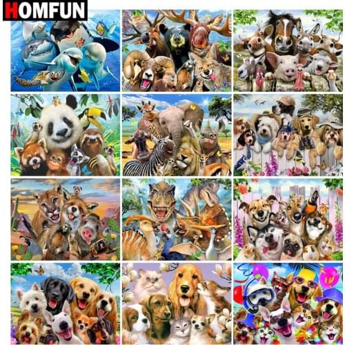 HOMFUN Full Square/Round Drill 5D DIY Diamond Painting "Animal friend scenery" Embroidery Cross Stitch 5D Home Decor Gift