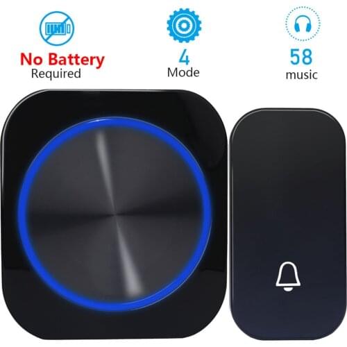 Self-Powered Wireless Doorbell Without Battery Waterproof 150M Remote EU Plug Home Door Bell Ring Call 4 Model 58 Music