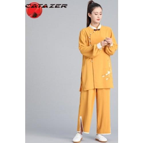 Catazer Summer Tai Chi Uniform Kung Fu Uniform Traditional Chinese Clothing for Women Uniform Tang Suit Costume Show