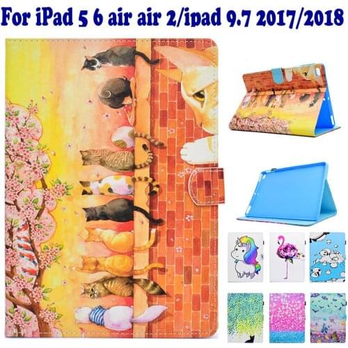 Fashion Painted Butterfly Flip Stand Case For Apple iPad 5 6 air air 2 ipad 9.7 2017/2018 A1954 Tablet PC Cute Case Cover capa