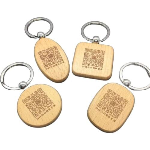 Pendant Custom Laser Wood Keychain Round School Badge Creative Small Gifts Wooden Keychain Engraving Key Id Engraved Beech Wood