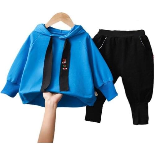 Spring Autumn Kids Casual Clothes Baby Boys Girl Hoodies Pants 2Pcs/sets Children Cotton Costume Toddler Solid Color Sportswear