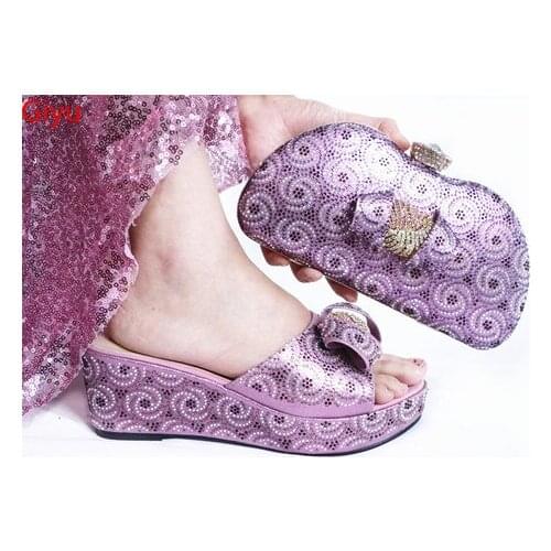 Doershow fashion hot Shoes And Bag Set New 2019 Women Shoes And Bag Set In Italy Italian Shoes with Matching Bags Set!!SLP1-19