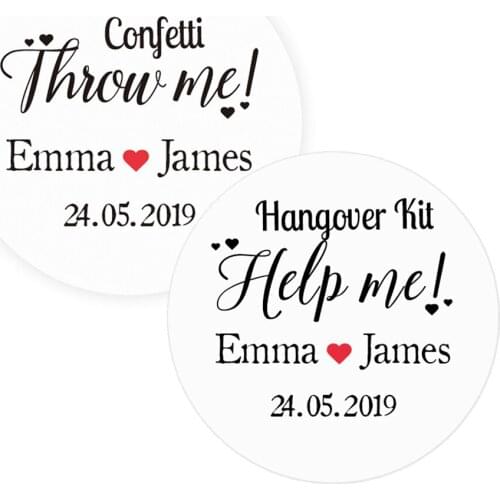DouxArt 100 Pieces Custom Personalized, Wedding Stickers, 40mm Wedding Favors Baptism Communion Invitation Handmade Labels P012