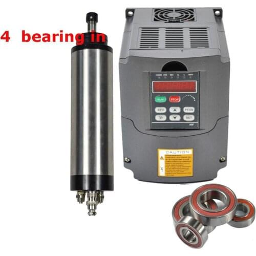 1.5KW ER16 Water-cooled 4 Bearing Spindle Motor + Matching VFD Inverter Drive CNC Mill Engraving