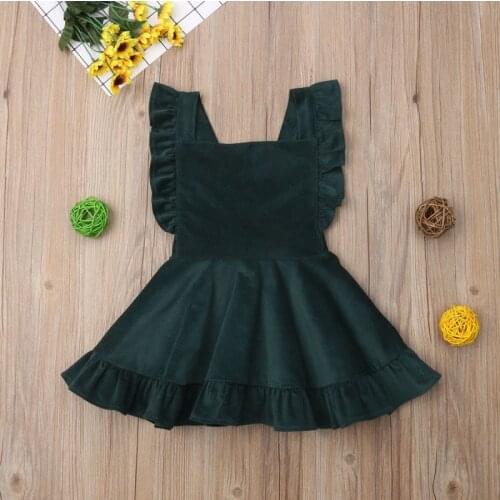 Emmababy Toddler Girls Ruffles Sleeveless Princess Dress Kids Baby Party Wedding Pageant Corduroy Dresses