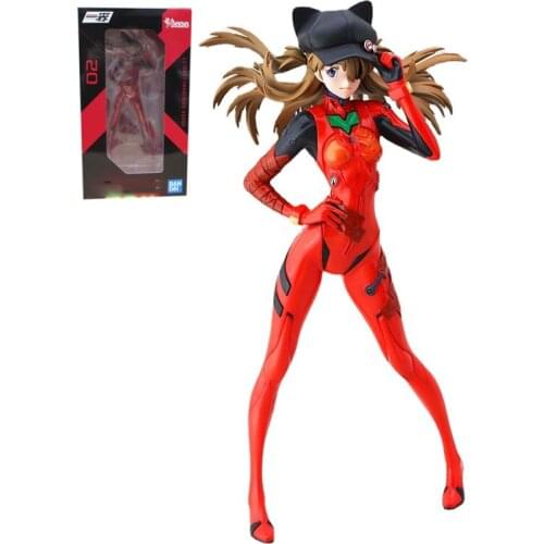 BANDAI EVA Japanese Anime Evangelion Asuka Shikinami Langley Cat Ear Cap Figurine Action Figures Kids Toys Collection Doll Gifts