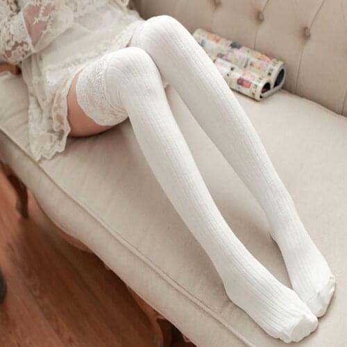 Glowing Future Lace Stockings Sexy Warm Autumn Winter Women Thigh High Socks Lolita Cute Kawaii Knee High Socks Leg Warmers