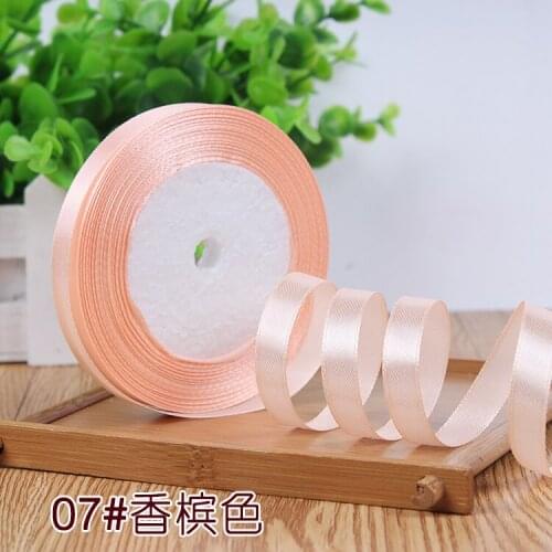 Hot sale (25 yards/roll) 10mm Champagne Single Face Satin Ribbon Wedding Decoration Gift Christmas Ribbons DIY Handmade supplies