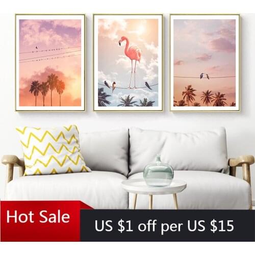 Canvas Painting Animal Wall Art Flamingo & Friends Posters and Prints Wall Pictures for Living Home Room Decor Wall Decor