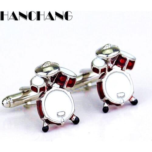 Creative Jewelry Musical instruments Drum Set Cufflinks for Mens Shirt Cuff Link Female Male Cuff Buttons Pins