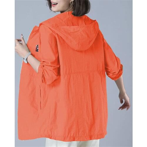 Women Jacket 2021 New Summer Hooded Sun Protection Clothing Female Coat Wild Thin Ladies Anti-UV Breathable Outerwear Plus Size