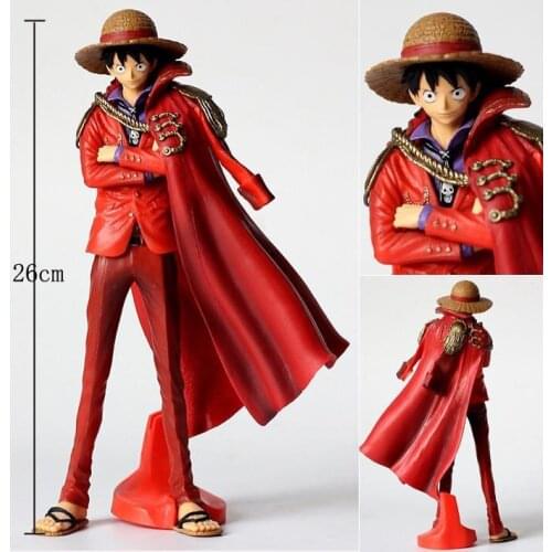 One Piece Luffy 20th Anniversary Ver. PVC Action Figure Red Cloak The Ultimate King Luffy Sanji Zoro OP Collectible Model 25cm