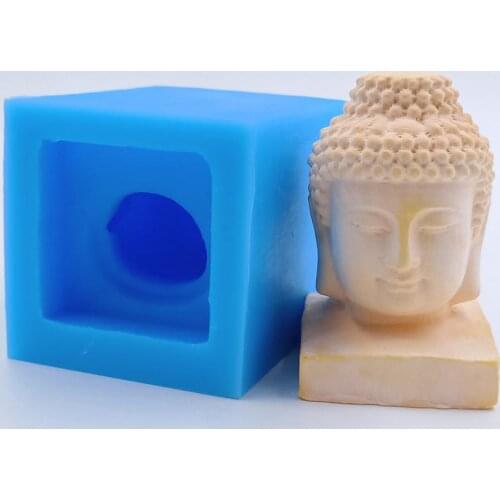 Mini Buddha Head Candle Molds Aroma Wax Resin Epoxy Gypsum Crafts Mold Decorating Silicone Mold for Candle Make Art Craft Mould