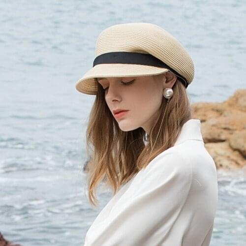 X1001 Korean Style Fashion Casual All-match Cricket-Cap Straw Hat Summer Beach Sun Hat Female Fashion Foldable Sun Hats