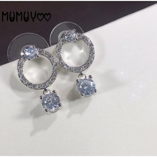 Fashion jewelry 2020 new high-quality swa, simple and bright crystal drop round pendant earrings female jewelry for women