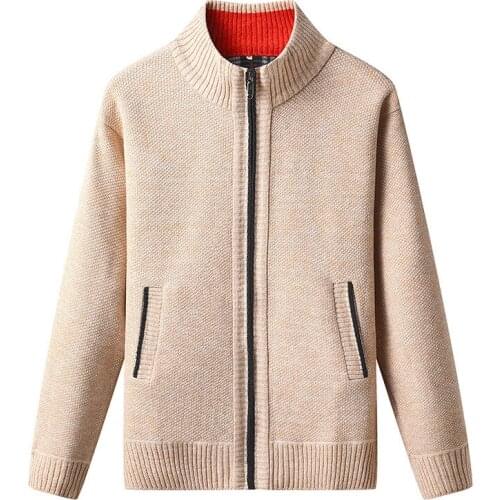 Mens Cardigan Sweater 2021 Fall Winter Thicken Warm Zip Sweater Pullover Stand Collar Cardigan Jacket Slim Casual Sweater Men