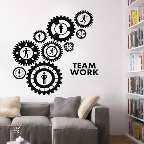 Office Wall Decal gear Teamwork Quote Wall Sticker Office Decor Inspire Office Motivation Idea Wall Art Decals decoration HQ149