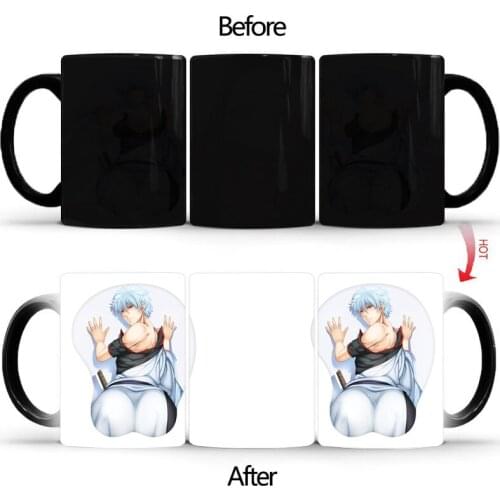 Newest Samurai coffee mugs Magic Mug heat Color changing tea cup gift Sexy ass double sides printing BSKT-090