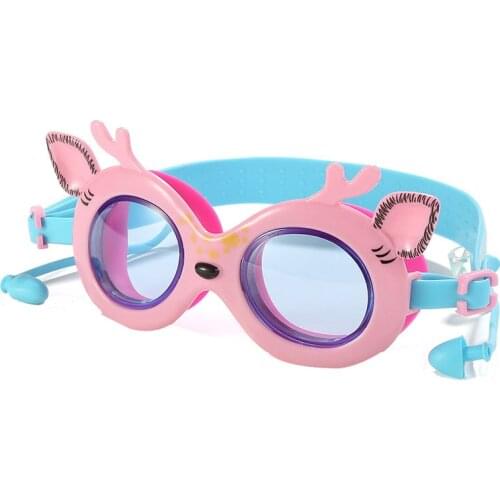 New Sika Deer Cartoon Children Swimming Goggles Earplugs UV and Fogging - Proof Glasses Men and Women Wholesale Price
