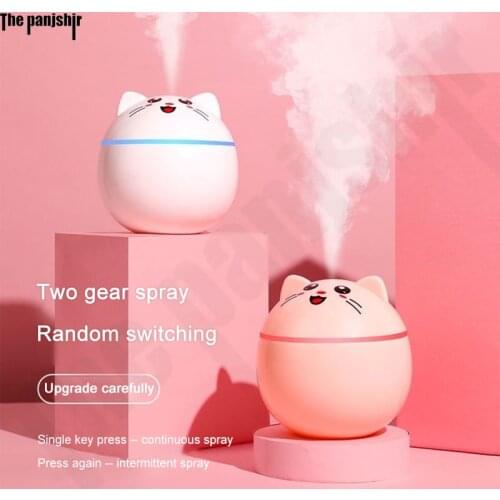 New Air Humidifier for Home Ultrasonic Car Mist Maker with Colorful Night Light Cat USB Lamps Mini Room and Office Air Purifier