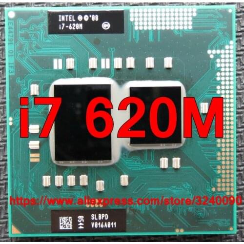 Original lntel Core i7 620M 2.66GHz i7-620M Dual-Core Processor PGA988 SLBPD Mobile CPU Laptop processor free shipping