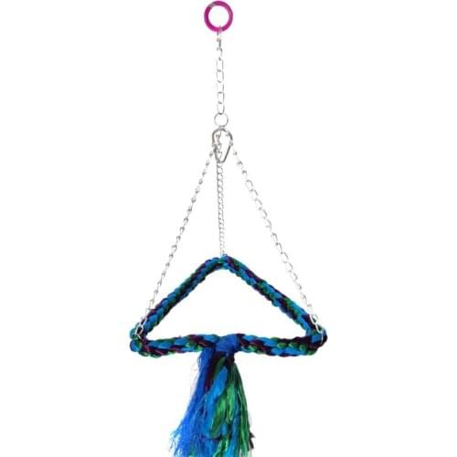 Hanging Bird Swing Triangle Cotton Rope Wrapped Bird Parrot Perch Cage Chew Toys Climbing Standing Bar