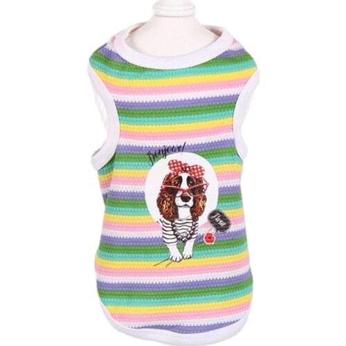 Striped Dog Cat Dress Shirt Doggie Design Pet Puppy T-shirt Spring/Summer Clothes Apperal