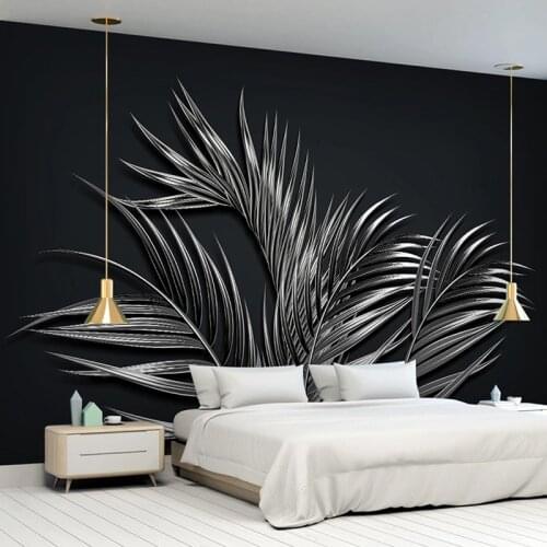 Custom 3D Photo Wallpaper Modern Black Golden Leaf Mural Bedroom Living Room Sofa TV Background Decor Painting Papel De Parede