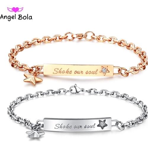 Drop Shipping His Beauty Her Beast Lover Couple Bracelets Stainless Steel Bracelets For Women Men Jewelry Named Bracelet