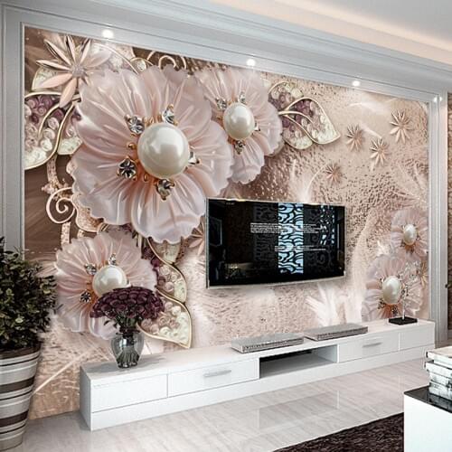 Custom Luxury Jewelry Flower 3D Mural Wallpaper European Style Bedroom Living Room TV Background Wall Home Decor Papel De Parede
