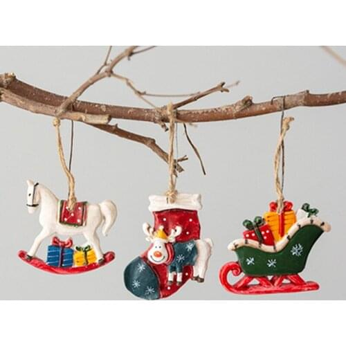 Christmas Socks Elk Horse Tree Decoration Pendants Hanging Ornaments Crafts Gifts Xmas New Year Party Wedding Decor