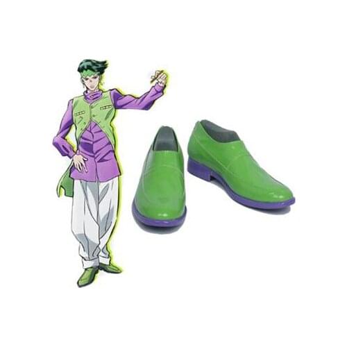 JoJos Bizarre Adventure Rohan Kishibe Cosplay Boots Shoes Green Men Shoes Costume Customized Accessories Halloween Party Shoes
