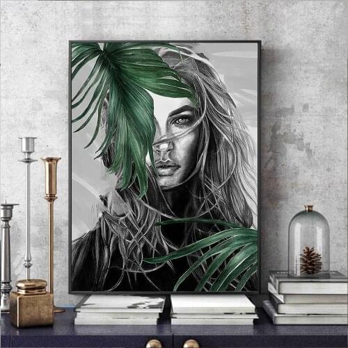 Scandinavian Style Wall Art Canvas Painting Fashion Women Portrait Posters Prints Painting Wall Pictures Livingroom Home Decor