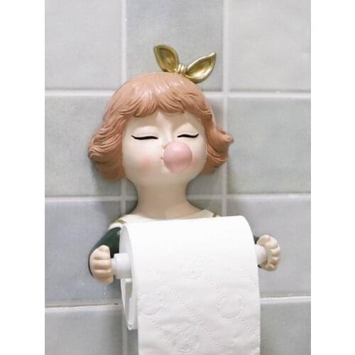 Bubble Girl Toilet Tissue Box Toilet Roll Paper Tube Rack Creative Bathroom Paper Holder Free Punch Bathroom Fixture