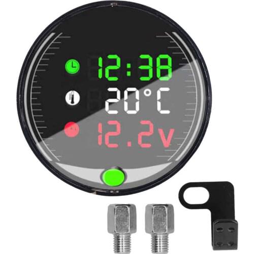 Car accessories boost controller LED Motorcycle Modified Voltmeter Ambient Temperature Meter Chronograph 9‑24V