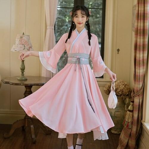 Improved hanfu embroidered antique pay led full-ed dress dress art of han nationality wind restoring ancient ways