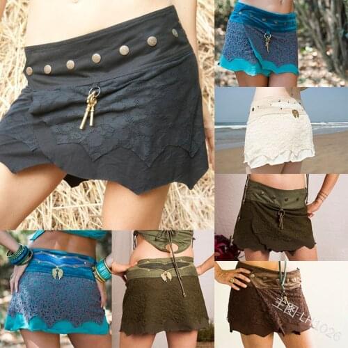 Large Size Vintage Lace Asymmetrical Mini Skirt For Women Gothic Punk Style Solid Sexy Slim Short Skirts For Ladies 4XL 5XL