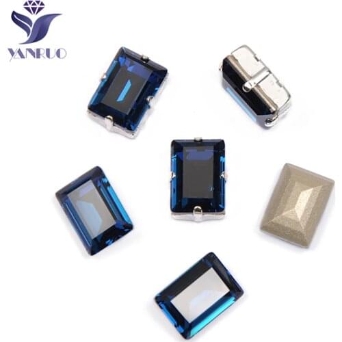 YANRUO 4527 Step Cut Montana Sewing Decor Glass Rhinestones Sew On Applique On Clothes Sewing Garment Dress Decoration For Shoes