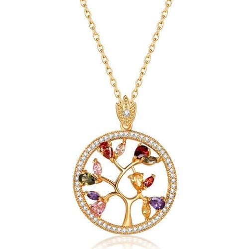 ZSLBS Tree of Life Zircon Pendant Necklace For Women Wedding Party Swan Tree Shaped Charm Chain Necklaces Jewelry Collier Moda