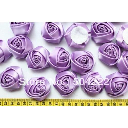 100pcs Satin fabric Rose Flower 4cm lavender Rolled Rosettes diy you pick colors