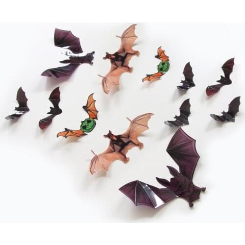 12Pcs Bat Wall Stickers Home Decor Party Kids Room Living Room Wall Decals DIY Halloween Decoration Sticker