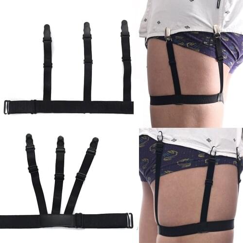 2PCS Adjustable Shirt Holder Straps Business Men Shirt Holder Elastic Garter Belt Suspender Locking Clamps Gentleman Leg Braces