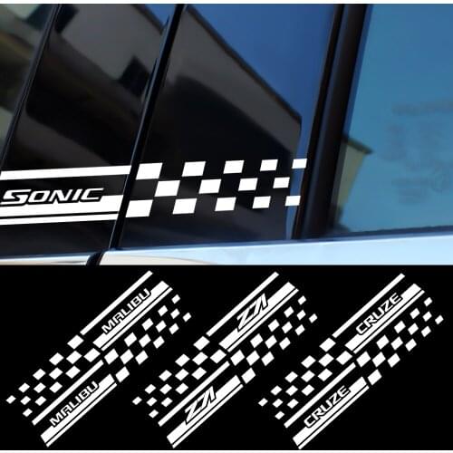 2Pcs Car Sport Reflective B Pillar High Quality Decals For Chevrolet Cruze Lacetti Captiva SS Z71 Equinox Trax Impala Camaro