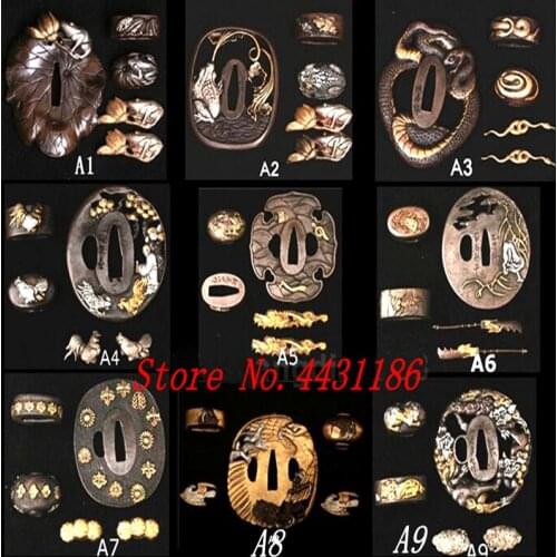 27 Difference Style High Quality Copper Japanese Samurai Sword Tsuba Kashira/Fuchi Menuki Katana DIY Fitting Set